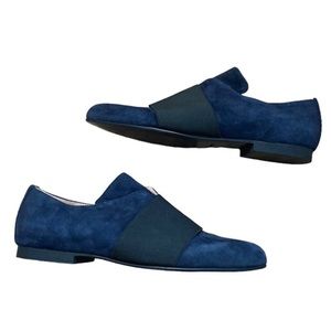 NEW Jil Sander Navy Blue Suede Loafers size 39 1/2